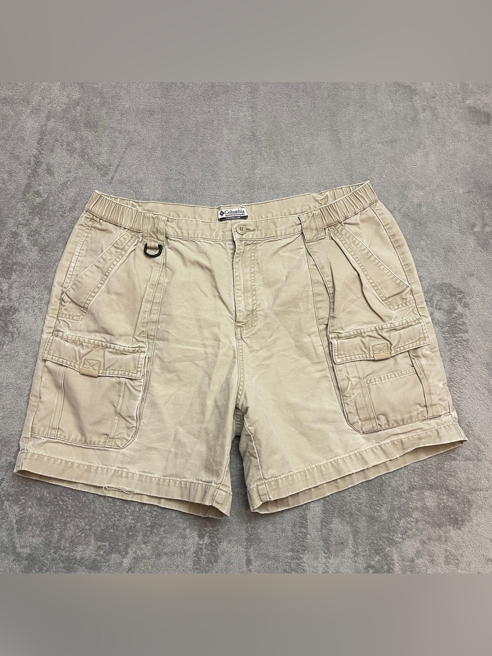 VTG Columbia Fishing Shorts Men XL 7" Tan Canvas Cargo Utility